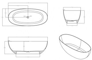 Прозрачная ванна ABBER Kristall AT9703Opal из полиэфирной смолы 170x75см коричневый